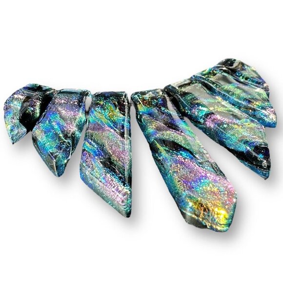 Asymmetric Colorful Glass Slider Pendant Sterling Silver Cocoon Chain Necklace - Picture 6 of 10